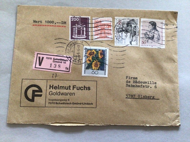 Germany wax Seals registered to Olsberg postal cover 66268