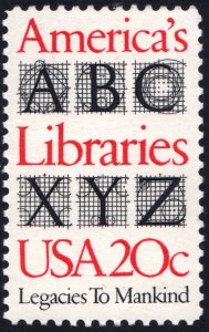 SC#2015 20¢ America's Libraries Single (1982) MNH