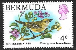 BERMUDA 1978-79 QE2 4c White-eyed Vireo Bird Pictorial Sc 364 MNH