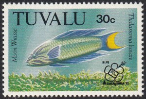 Tuvalu 1992 MNH Sc #629 30c Moon Wrasse - Kuala Lumpur ´92 overprint