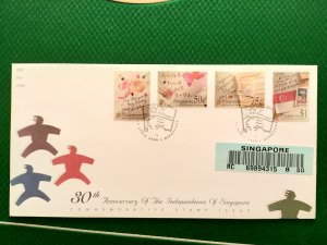 SINGAPORE 1995 U/ADDRESSED REGISTERED   FDC - 30TH ANN OF INDEPENDENCE.