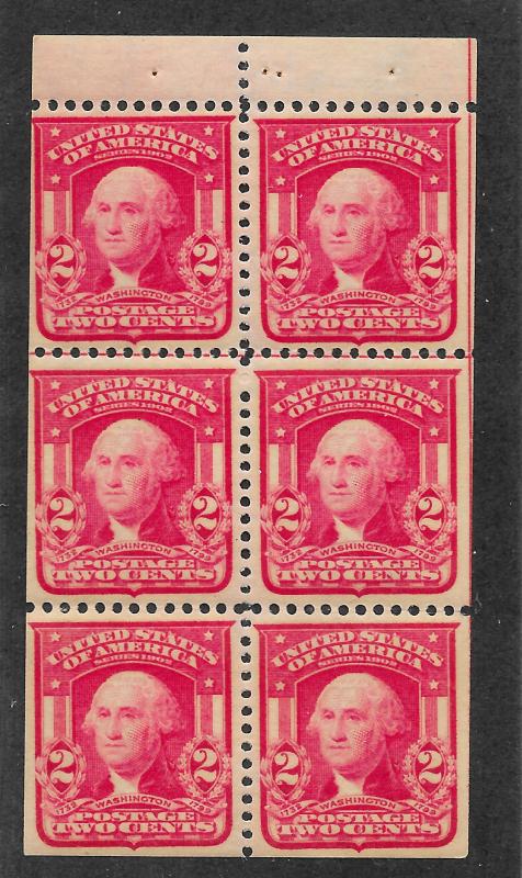 319p MNH, 2c. Washington, Booklet Pane, scv: $350