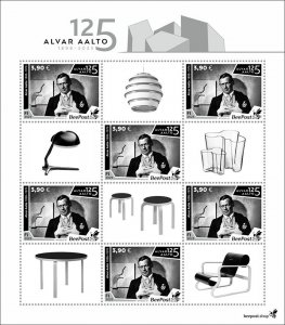 Finland 2023 Alvar Aalto architect designer 125 ann BeePost sheetlet MNH