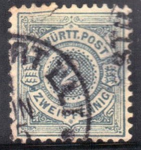 WURTTEMBERG, GERMANY SCOTT# 55 USED 2pf 1894