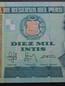​PERU 1988-CENTRAL RESERVE BANK OF PERU-$10000 INTIS UNCIRCULATED CURRENCY -VF