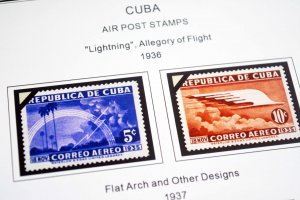 COLOR PRINTED CUBA AIRMAIL 1927-1980 STAMP ALBUM PAGES (56 illustrated pages)