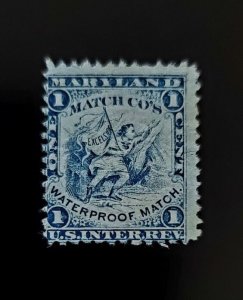 Maryland Match Co. 1c U.S. Internal Revenue RO131b Private Die Proprietary, Blue