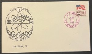 USS FLASHER SSN-613 BEST IN THE WEST DECOMMISSIONING JUL 1966 - JUN 1991 CACHET