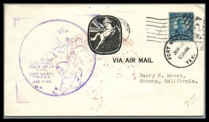 US 1931 First Airmail Flight Route AM 20 R.O.D.Fortworth Texas