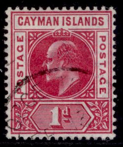 CAYMAN ISLANDS EDVII SG9, 1d carmine, FINE USED. Cat £18.