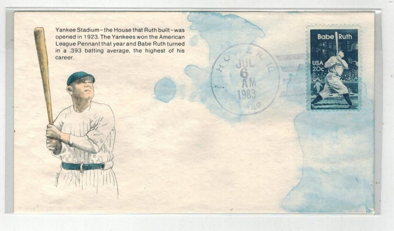 1983 BABE RUTH 2046 HANDPAINTED WATERCOLOR SCARCE UNOFFICIAL HOMER IL ILLINOIS