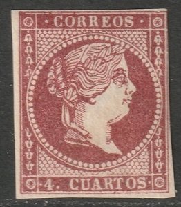 Spain 1859 Sc 45a MH* carmine