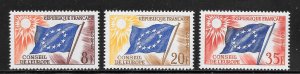 France Scott 1O2-1O3,1O5 MNHOG 1958 Council of Europe Issues - SCV $0.85