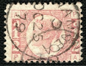 GB WALES QV Halfpenny Stamp SG.49 ½d Rose Plate 14 Used *Swansea* CDS ORED42 