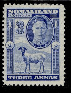 SOMALILAND PROTECTORATE GVI SG96, 3a bright blue, M MINT. Cat £18.