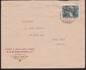 PORTUGAL 1952 cover Lisbon to USA - $2.30 Fatima single franking............6708