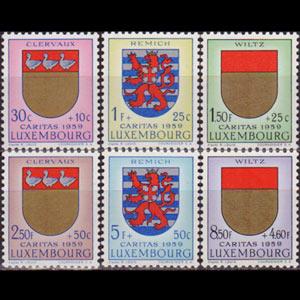 LUXEMBOURG 1959 - Scott# B210-5 Town Arms Set of 6 NH