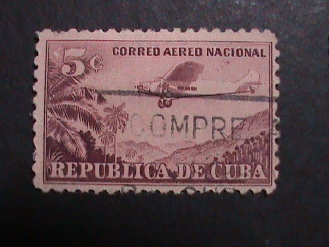 ​CUBA-AIRMAIL   6 VERY OLD CUBA AIRMAIL USED-STAMP-VF ALMOST 80 YEARS OD