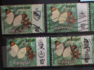 ​MALAYSIA-1971-VERY OLD LOVELY BUTTERFRIES USED 12 STAMPS-#M50-VERY FINE
