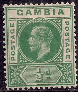 Gambia 1921 - 22 KGV 1/2d Dull Green MM SG 108 ( E375 )