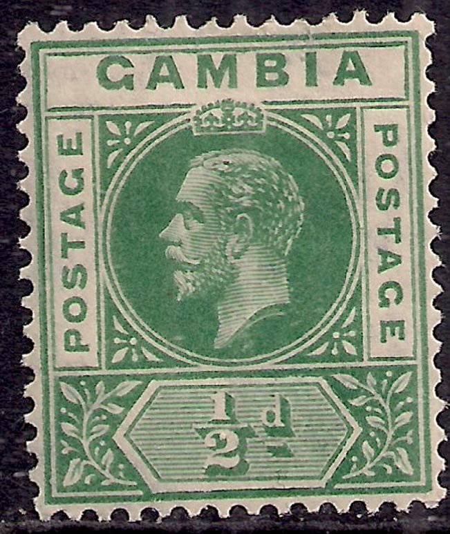 Gambia 1921 - 22 KGV 1/2d Dull Green MM SG 108 ( E375 )