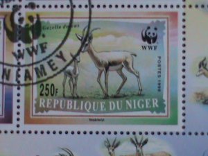 NIGER STAMP 1998 SC# 986a  WORLD WILD LIFE FUND-WWF- ANIMALS CTO S/S- CAT.$8