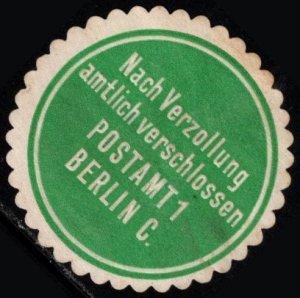 Vintage German Poster Stamp Officially Sealed After Customs Clearance