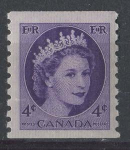 Canada #347 4c Deep Purple Violet Wilding Issue Coil DF GW Ribbed  - VF-80 NH