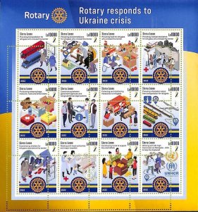 A9300 - SAW LION - MISPERF ERROR Stamp Sheet - 2022 Rotary Responds Ukraine-
