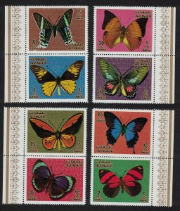 Ajman Butterflies 8v Vertical Pairs 1971 MNH MI#747A-754A CVEur6.500.00