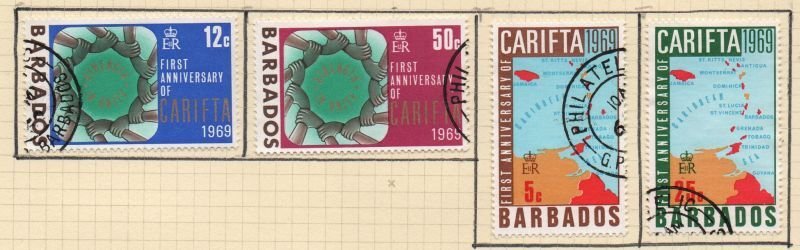 Barbados Sc 316-19 1969 CARIFTA stamp set used