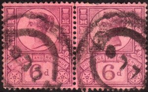 1887, Great Britain, 6p, Used pair, Sc 119, Sg 208