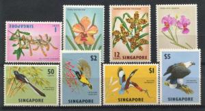 SINGAPORE 62-69 QEII MINT HINGED, BIRDS & FLOWERS