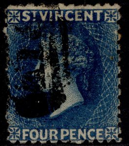 ST. VINCENT QV SG25, 4d deep blue, USED. Cat £100. PERF 11 to 12½