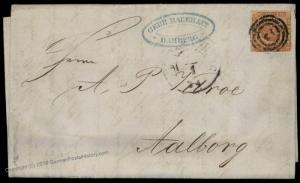 Denmark 1857 Hamburg Germany Sc4 Danish 4sk Folded Cover 83064