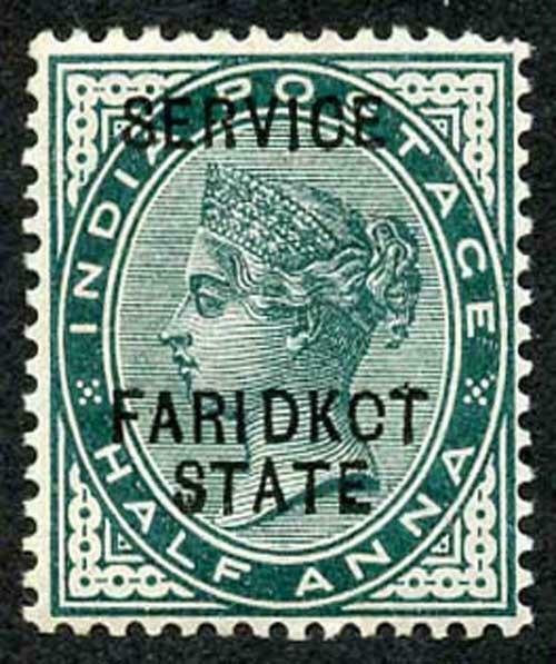 ICS FARIDKOT SGO1v 1/2a Deep Green Service Variety KCT Feb 1894 printing M/M