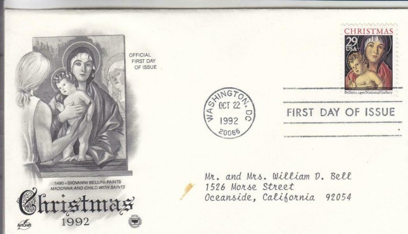 1992, Christmas, Artcraft/PCS, FDC (E8651)