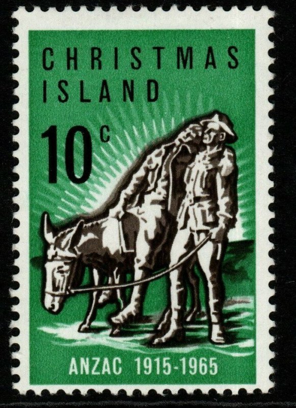 CHRISTMAS ISLAND SG21a 1965 50th ANNIV OF GALLIPOLI LANDING BLACK-BROWN MTD MINT