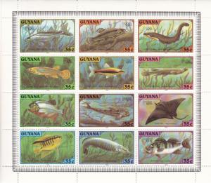 Guyana 1980 Fish Sheet with London '80 Stamp Show Logo. Post Office Fresh VF/NH