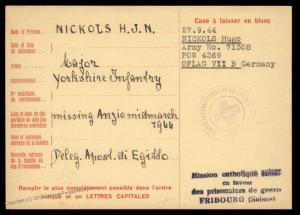 UK 1944 Italy ANZIO Germany POW Camp OFLAG VII Red Cross Cover Catholic Sw 89656