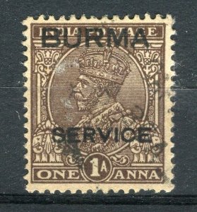 BURMA; 1937 early GV SERVICE issue fine used 1a. value