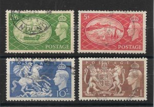 GREAT BRITAIN 1951 HIGH VALUES SET SG 509/512 FINE USED Cat £25