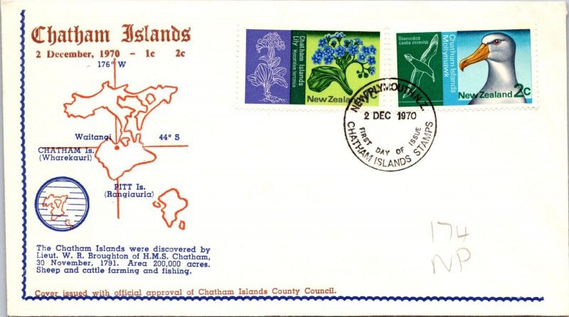 New Zealand 1970 FDC - Chatmam Islands Stamps - New Plymouth - F67157