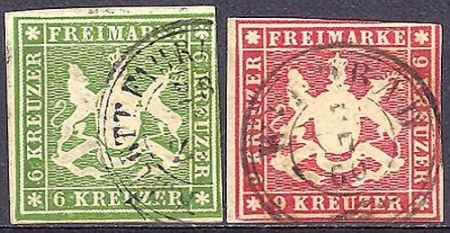 Wuerttemberg  #16 VF and #17 F-VF