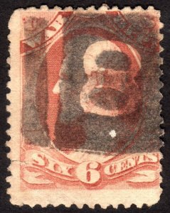 1873, US 6c, Used, Negative numeral Fancy cancel, Tear left, Sc O86