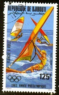 Pre-Olympic Year, Wind Surfing, Djibouti stamp SC#C176 used