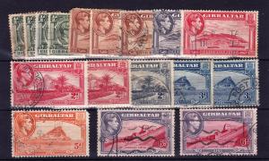 Gibraltar, large selection from 1938 KGVI set