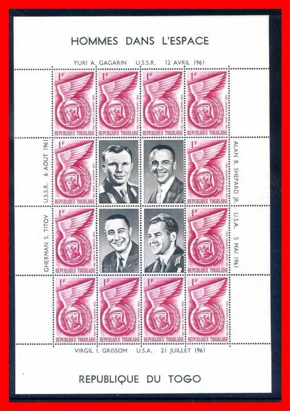 Togo 1962 #417-420, Space set of 4 in MS of 12 w/labels-MNH