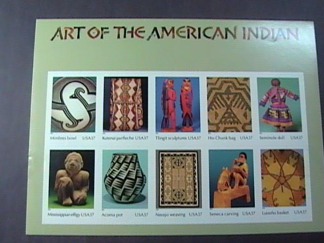 U.S.# 3873-MINT/NH-- PANE OF 10------ART OF THE AMERICAN INDIAN-------2004