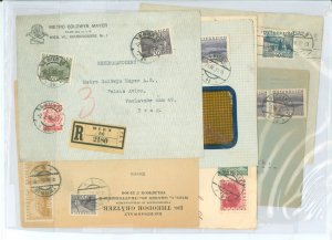 Austria 326/337 6 items (2 or 3 registered) including 10g, 18g, 20g, 24g, 30g, 40g, 50g and 60g stamps.  Includes registered MGM